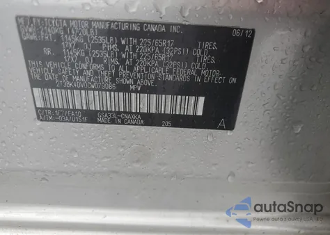 2012 Toyota Rav4 из США, поврежденный, VIN 2T3BK4DV0CW079086